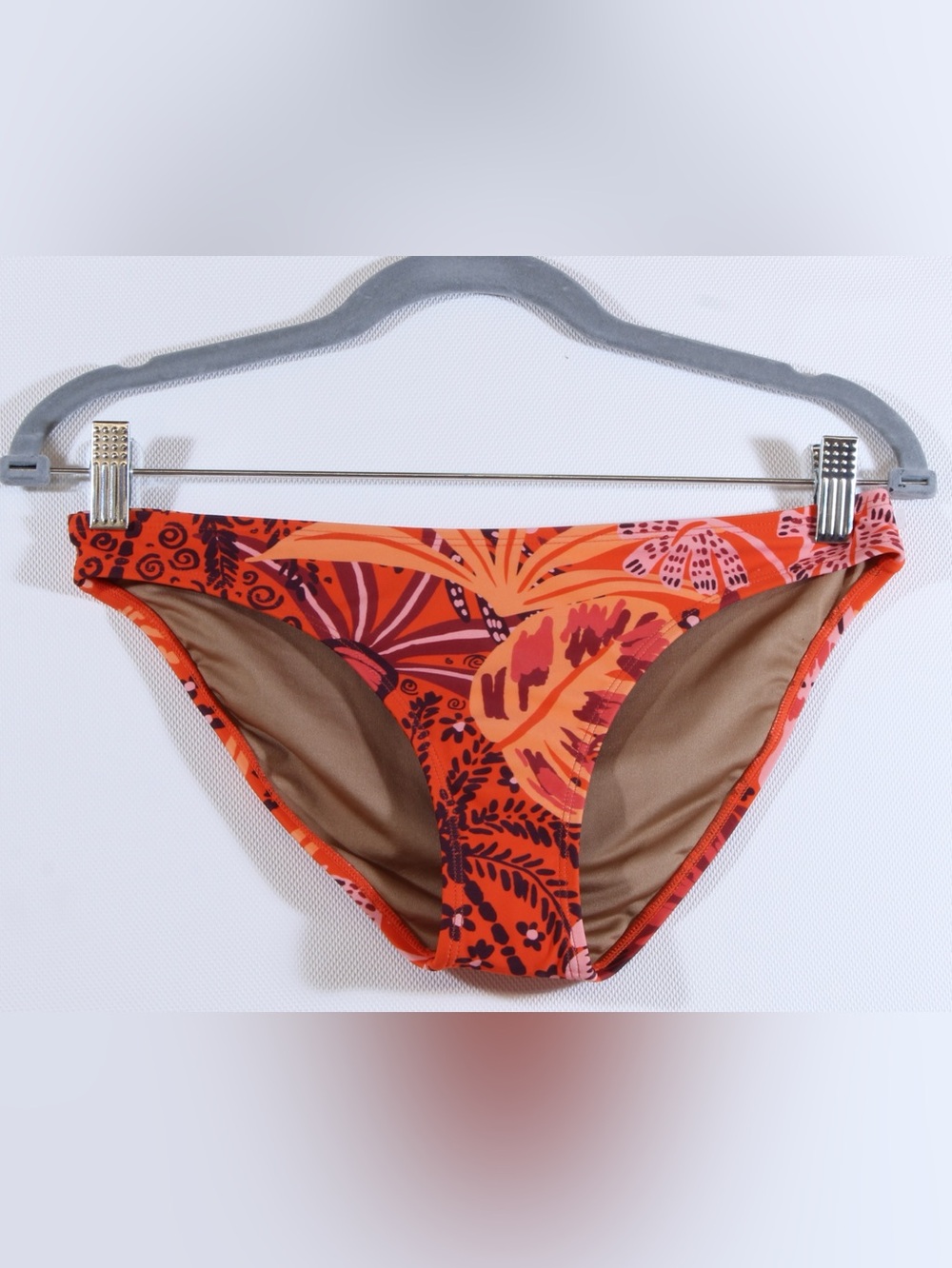 VENUS Leafy Jungle Orange and Pink Tropical Print Bikini Bottom NWOT